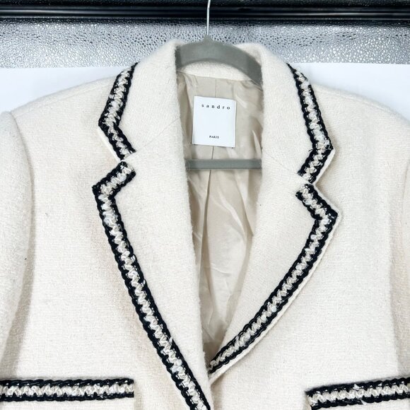 Sandro Noella Single-Breasted Woven Blazer Jacket - Picture 4 of 11